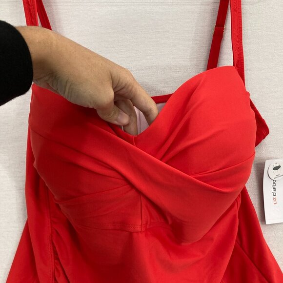 New Liz Claiborne Red Adjustable Straps Molded Cups Swimsuit One Piece size 24W - Picture 3 of 10